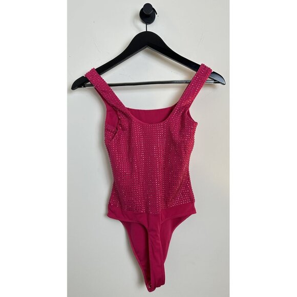 GOOD AMERICAN Crystal Modern Tank Bodysuit In Love Potion007 Size Small - Picture 6 of 8